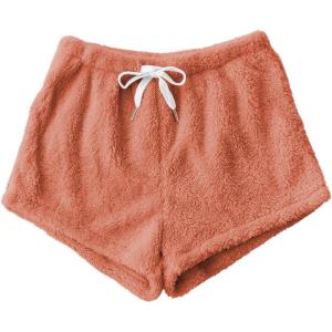 imageSweatyRocks Womens Casual Fuzzy Pajama Shorts Fleece Lounge Short PantsSolid Orange