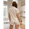 imageSweatyRocks Pajamas for Women Set Shorts Floral Print Button Down Pajamas SetsBeige