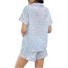 imageSweatyRocks Pajamas for Women Set Shorts Floral Print Button Down Pajamas SetsBlue