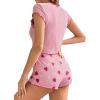 imageSweatyRocks Pajamas for Women Set Shorts and Top Strawberry Print Loungewear SetsPink