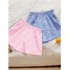 imageSweatyRocks Womens 2 Pack Plaid Shorts Letter Patched Elastic High Waisted Summer ShortsMulticolor