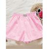 imageSweatyRocks Womens 2 Pack Plaid Shorts Letter Patched Elastic High Waisted Summer ShortsMulticolor