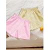 imageSweatyRocks Womens 2 Pack Plaid Shorts Letter Patched Elastic High Waisted Summer ShortsYellow and Pink