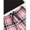 imageSweatyRocks Womens 3 Piece Pajama Sets Cute Graphic Tee Tops and Shorts Pants Lounge SetPink and Black