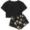 imageSweatyRocks Womens Cute Graphic Print Short Sleeve Crop Top With Shorts Pajama SetBlack