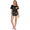 imageSweatyRocks Womens Cute Graphic Print Short Sleeve Crop Top With Shorts Pajama SetBlack