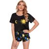 imageSweatyRocks Womens Cute Graphic Print Short Sleeve Crop Top With Shorts Pajama SetBlack