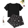 imageSweatyRocks Womens Cute Graphic Print Short Sleeve Crop Top With Shorts Pajama SetGalaxy Black