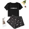 imageSweatyRocks Womens Cute Graphic Print Short Sleeve Crop Top With Shorts Pajama SetGalaxy Black