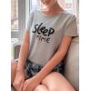 imageSweatyRocks Womens Cute Graphic Print Short Sleeve Crop Top With Shorts Pajama SetGrey and Black
