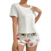 imageSweatyRocks Womens Cute Graphic Print Short Sleeve Crop Top With Shorts Pajama SetMulticolor