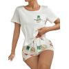 imageSweatyRocks Womens Cute Graphic Print Short Sleeve Crop Top With Shorts Pajama SetMulticolor
