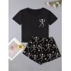 imageSweatyRocks Womens Cute Graphic Print Short Sleeve Crop Top With Shorts Pajama SetSkull Black