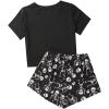 imageSweatyRocks Womens Cute Graphic Print Short Sleeve Crop Top With Shorts Pajama SetSkull Black