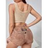 imageSweatyRocks Womens Fuzzy Pajamas Set Crop Tank Top With Shorts LoungewearBeige Pink
