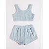 imageSweatyRocks Womens Fuzzy Pajamas Set Crop Tank Top With Shorts LoungewearDusty Blue