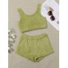 imageSweatyRocks Womens Fuzzy Pajamas Set Crop Tank Top With Shorts LoungewearGrass Green