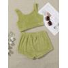 imageSweatyRocks Womens Fuzzy Pajamas Set Crop Tank Top With Shorts LoungewearGrass Green