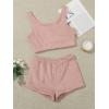 imageSweatyRocks Womens Fuzzy Pajamas Set Crop Tank Top With Shorts LoungewearLight Pale Pink