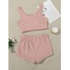 imageSweatyRocks Womens Fuzzy Pajamas Set Crop Tank Top With Shorts LoungewearLight Pale Pink