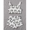 imageSweatyRocks Womens Fuzzy Pajamas Set Crop Tank Top With Shorts LoungewearPanda White