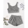 imageSweatyRocks Womens Fuzzy Pajamas Set Crop Tank Top With Shorts LoungewearPlain Grey