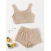 imageSweatyRocks Womens Fuzzy Pajamas Set Crop Tank Top With Shorts LoungewearSolid Apricot