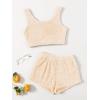 imageSweatyRocks Womens Fuzzy Pajamas Set Crop Tank Top With Shorts LoungewearSolid Beige