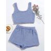 imageSweatyRocks Womens Fuzzy Pajamas Set Crop Tank Top With Shorts LoungewearSolid Blue