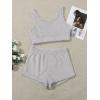 imageSweatyRocks Womens Fuzzy Pajamas Set Crop Tank Top With Shorts LoungewearSolid Light Grey