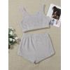 imageSweatyRocks Womens Fuzzy Pajamas Set Crop Tank Top With Shorts LoungewearSolid Light Grey