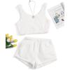 imageSweatyRocks Womens Fuzzy Pajamas Set Crop Tank Top With Shorts LoungewearWhite With Pocket