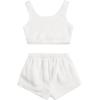 imageSweatyRocks Womens Fuzzy Pajamas Set Crop Tank Top With Shorts LoungewearWhite With Pocket