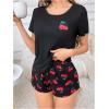 imageSweatyRocks Womens Loungewear Sets Cherry Graphic Printed Tee and Shorts Pajamas SetsMulticolor