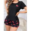 imageSweatyRocks Womens Loungewear Sets Cherry Graphic Printed Tee and Shorts Pajamas SetsMulticolor
