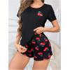 imageSweatyRocks Womens Loungewear Sets Cherry Graphic Printed Tee and Shorts Pajamas SetsMulticolor