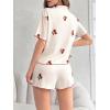 imageSweatyRocks Womens Matching Pjs 2 Piece Cute Printed Short Sleeve Button Front Top with Shorts Pajama SetApricot