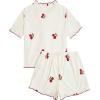 imageSweatyRocks Womens Matching Pjs 2 Piece Cute Printed Short Sleeve Button Front Top with Shorts Pajama SetApricot