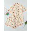 imageSweatyRocks Womens Matching Pjs 2 Piece Cute Printed Short Sleeve Button Front Top with Shorts Pajama SetApricot Fruits