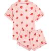 imageSweatyRocks Womens Matching Pjs 2 Piece Cute Printed Short Sleeve Button Front Top with Shorts Pajama SetApricot Strawberry