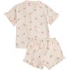 imageSweatyRocks Womens Matching Pjs 2 Piece Cute Printed Short Sleeve Button Front Top with Shorts Pajama SetBeige