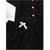 imageSweatyRocks Womens Matching Pjs 2 Piece Cute Printed Short Sleeve Button Front Top with Shorts Pajama SetBlack
