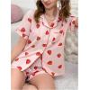imageSweatyRocks Womens Matching Pjs 2 Piece Cute Printed Short Sleeve Button Front Top with Shorts Pajama SetPink