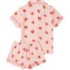 imageSweatyRocks Womens Matching Pjs 2 Piece Cute Printed Short Sleeve Button Front Top with Shorts Pajama SetPink