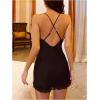 imageSweatyRocks Womens Nightgown Criss Cross Backless Lace V Neck Sleeveless Split Thigh Mini Slip DressBlack