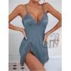 imageSweatyRocks Womens Nightgown Criss Cross Backless Lace V Neck Sleeveless Split Thigh Mini Slip DressDusty Blue