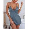 imageSweatyRocks Womens Nightgown Criss Cross Backless Lace V Neck Sleeveless Split Thigh Mini Slip DressDusty Blue