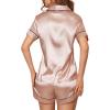 imageSweatyRocks Womens Short Sleeve Sleepwear Button Down Satin 2 Piece Pajama SetBeige Heart