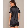 imageSweatyRocks Womens Short Sleeve Sleepwear Button Down Satin 2 Piece Pajama SetBlack