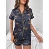 imageSweatyRocks Womens Short Sleeve Sleepwear Button Down Satin 2 Piece Pajama SetBlack Leopard